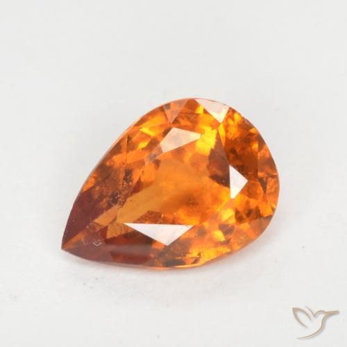 0.93ct طبيعي برتقالى غامق هيسونيت غارنيت, شكل الكمثرى, VS-SI