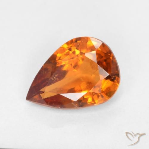 0.95ct طبيعي برتقالى غامق هيسونيت غارنيت, شكل الكمثرى, VS-SI