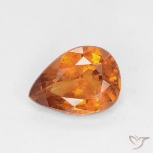 1.14ct طبيعي برتقالى داكن-متوسط هيسونيت غارنيت, شكل الكمثرى, SI