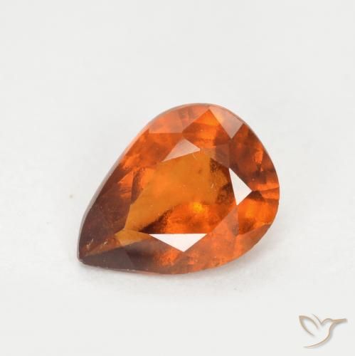 1.01ct طبيعي برتقالى داكن-متوسط هيسونيت غارنيت, شكل الكمثرى, VS-SI