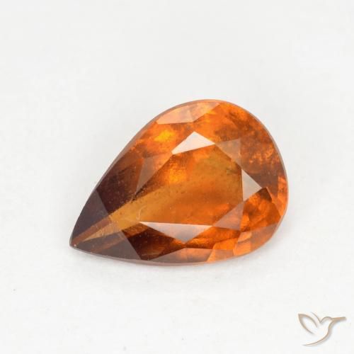 1.01ct طبيعي برتقالى غامق هيسونيت غارنيت, شكل الكمثرى, SI