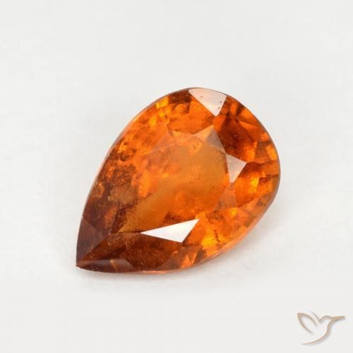 0.93ct طبيعي برتقالى داكن-متوسط هيسونيت غارنيت, شكل الكمثرى, SI
