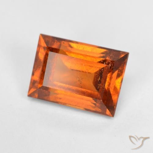 1.56ct طبيعي برتقالى غامق هيسونيت غارنيت, باجيت, VS-SI