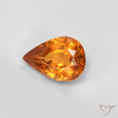 0.69ct طبيعي برتقالى داكن-متوسط هيسونيت غارنيت, شكل الكمثرى, VS-SI
