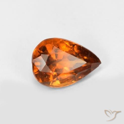 0.82ct طبيعي برتقالى داكن-متوسط عقيق هيسونيت, شكل الكمثرى, VS-SI