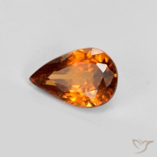 0.74ct طبيعي برتقالى غامق هيسونيت غارنيت, شكل الكمثرى, VS-SI