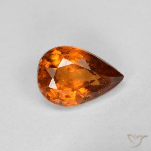 0.78ct طبيعي برتقالى داكن-متوسط هيسونيت غارنيت, شكل الكمثرى, VS-SI