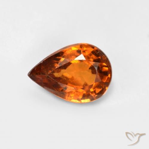 0.78ct طبيعي برتقالى داكن-متوسط هيسونيت غارنيت, شكل الكمثرى, قليلا جدا