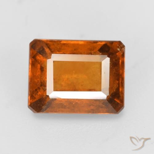 2.08ct طبيعي برتقالى كهرمانى عقيق هيسونيت, قص الزمرد, SI