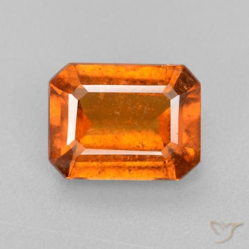 2.11ct طبيعي برتقالى متوسط عقيق هيسونيت, قص الزمرد, SI