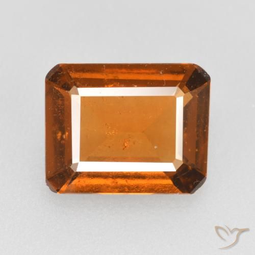 2.11ct طبيعي برتقالى متوسط عقيق هيسونيت, قص الزمرد, VS-SI
