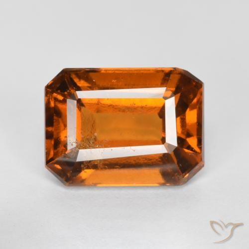 2.00ct طبيعي برتقالى متوسط عقيق هيسونيت, قص الزمرد, SI
