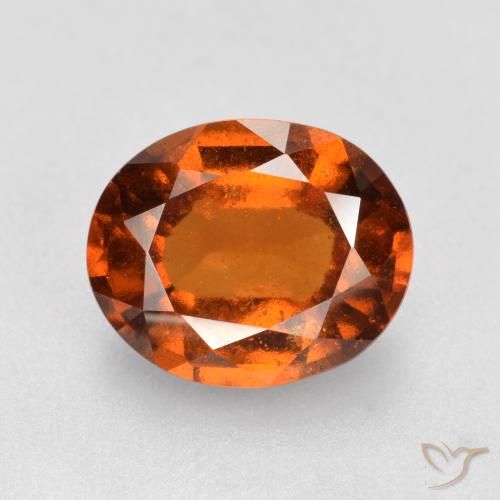 2.27ct طبيعي برتقالى محمر عقيق هيسونيت, بيضوي, VS-SI