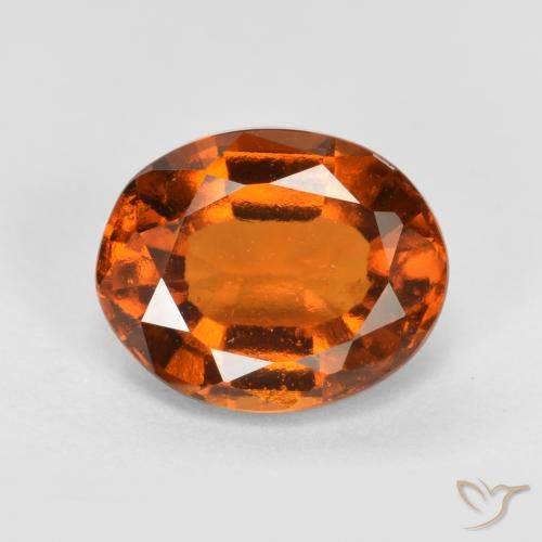2.52ct طبيعي برتقالى داكن-متوسط هيسونيت غارنيت, بيضوي, قليلا جدا