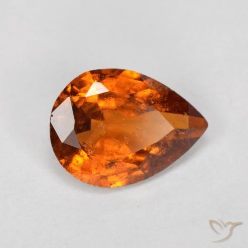0.92ct طبيعي برتقالى داكن-متوسط هيسونيت غارنيت, شكل الكمثرى, SI