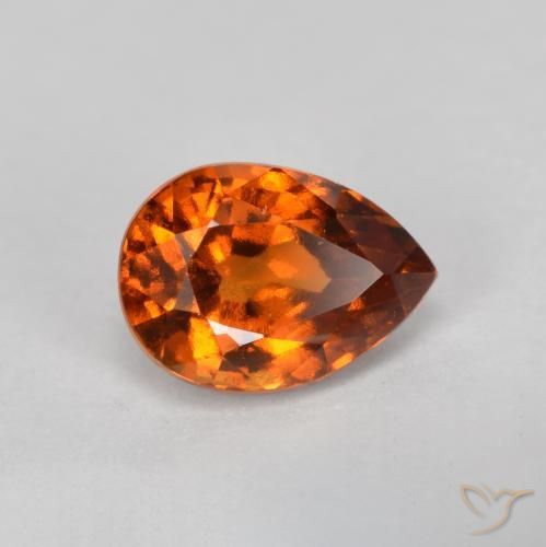 0.93ct طبيعي برتقالى غامق هيسونيت غارنيت, شكل الكمثرى, قليلا جدا