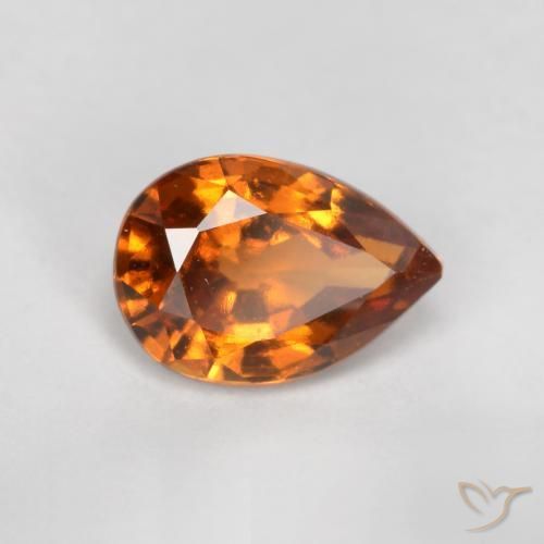 0.83ct طبيعي برتقالى غامق هيسونيت غارنيت, شكل الكمثرى, قليلا جدا