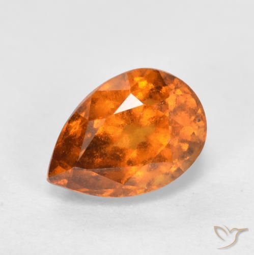 1.11ct طبيعي برتقالى داكن-متوسط هيسونيت غارنيت, شكل الكمثرى, VS-SI