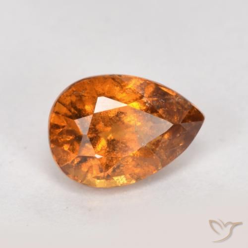 0.99ct طبيعي برتقالى غامق هيسونيت غارنيت, شكل الكمثرى, SI
