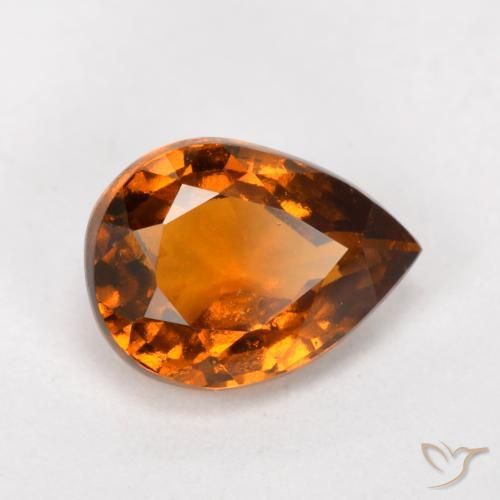 1.11ct طبيعي برتقالى غامق هيسونيت غارنيت, شكل الكمثرى, قليلا جدا