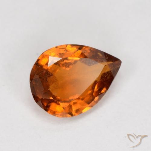 0.79ct طبيعي برتقالى غامق هيسونيت غارنيت, شكل الكمثرى, VS-SI