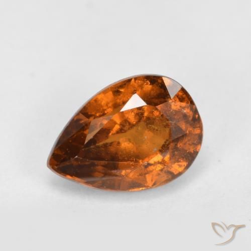 1.04ct طبيعي برتقالى داكن-متوسط هيسونيت غارنيت, شكل الكمثرى, VS-SI