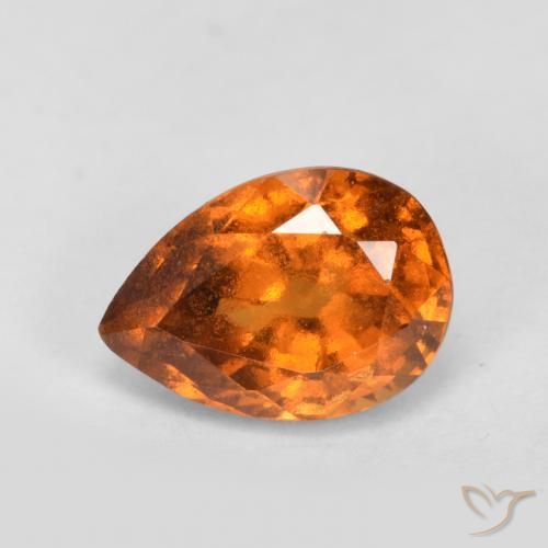 0.98ct طبيعي برتقالى داكن-متوسط هيسونيت غارنيت, شكل الكمثرى, VS-SI