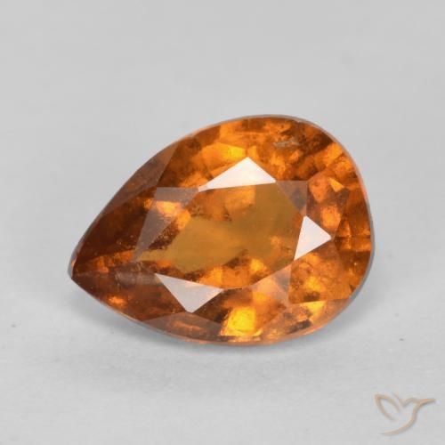 0.98ct طبيعي برتقالى داكن-متوسط هيسونيت غارنيت, شكل الكمثرى, VS-SI