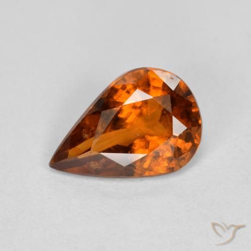 0.85ct طبيعي برتقالى محمر هيسونيت غارنيت, شكل الكمثرى, VS-SI