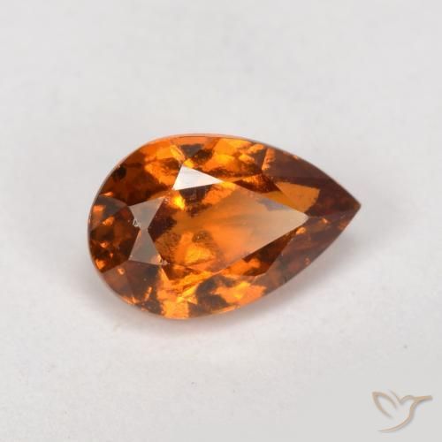 0.81ct طبيعي برتقالى غامق هيسونيت غارنيت, شكل الكمثرى, قليلا جدا