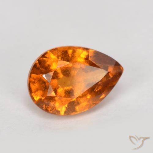 0.91ct طبيعي برتقالى داكن-متوسط هيسونيت غارنيت, شكل الكمثرى, VS-SI