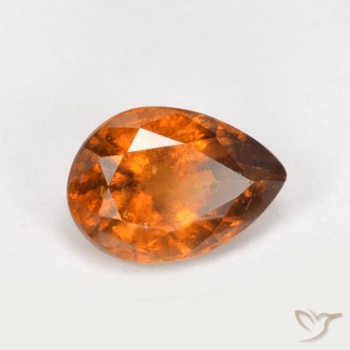 0.84ct طبيعي برتقالى داكن-متوسط هيسونيت غارنيت, شكل الكمثرى, SI