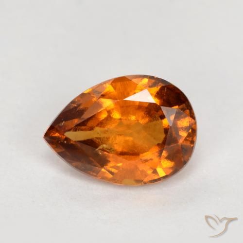 0.82ct طبيعي برتقالى غامق عقيق هيسونيت, شكل الكمثرى, VS-SI