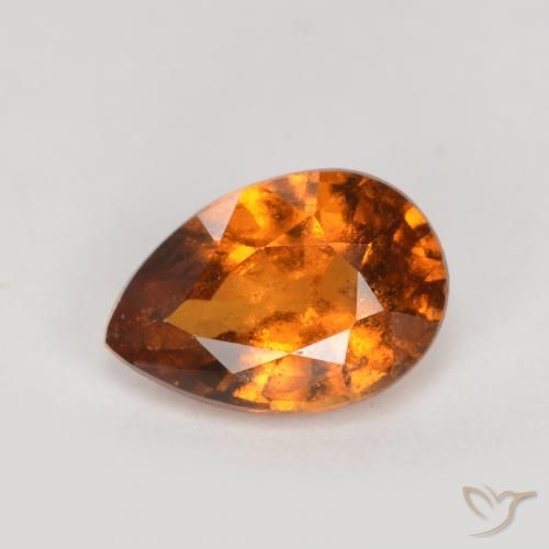 0.79ct طبيعي برتقالى غامق هيسونيت غارنيت, شكل الكمثرى, SI, Photo A