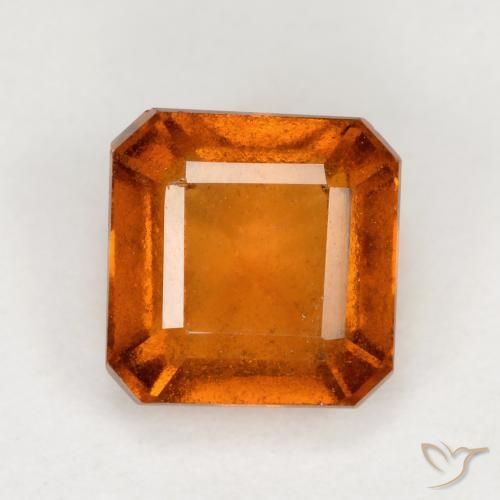 1.60ct طبيعي برتقالى غامق عقيق هيسونيت, قص الزمرد, VS-SI