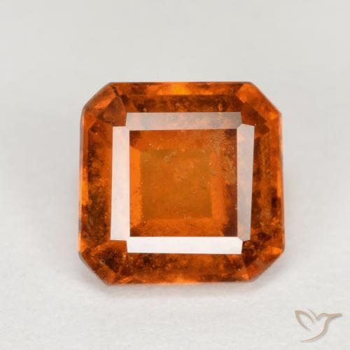 1.24ct طبيعي برتقالى كهرمانى عقيق هيسونيت, قص الزمرد, VS-SI