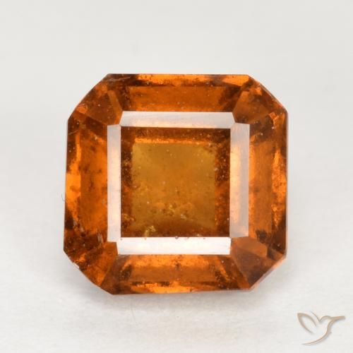 1.58ct طبيعي برتقالى داكن-متوسط عقيق هيسونيت, قص الزمرد, VS-SI