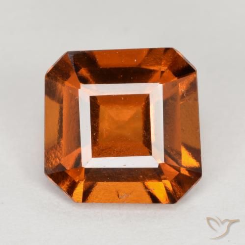 1.51ct طبيعي برتقالى غامق عقيق هيسونيت, قص الزمرد, قليلا جدا