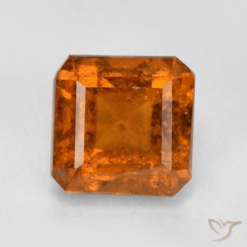 1.39ct طبيعي برتقالى غامق هيسونيت غارنيت, قص الزمرد, SI
