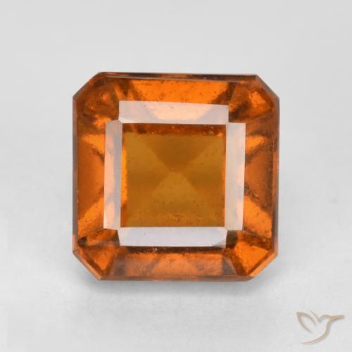 1.87ct طبيعي برتقالى غامق عقيق هيسونيت, قص الزمرد, قليلا جدا