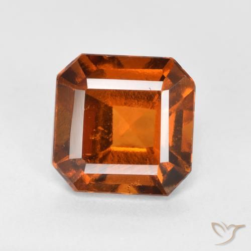 1.65ct طبيعي برتقالى غامق عقيق هيسونيت, قص الزمرد, قليلا جدا