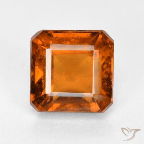 1.66ct طبيعي برتقالى داكن-متوسط عقيق هيسونيت, قص الزمرد, VS-SI