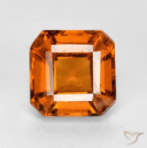 1.55ct طبيعي برتقالى غامق عقيق هيسونيت, قص الزمرد, VS-SI