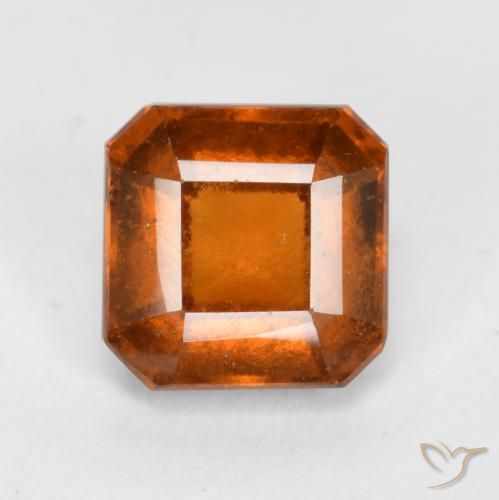1.40ct طبيعي برتقالى داكن-متوسط عقيق هيسونيت, قص الزمرد, VS-SI