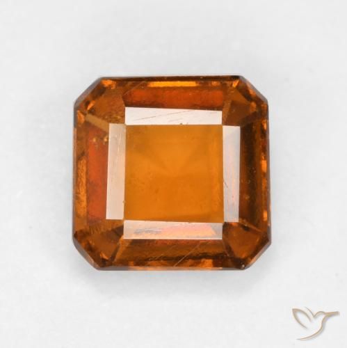 1.25ct طبيعي برتقالى داكن-متوسط عقيق هيسونيت, قص الزمرد, قليلا جدا