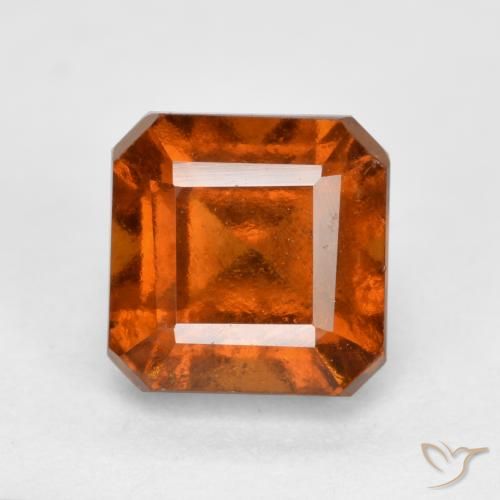 2.17ct طبيعي برتقالى داكن-متوسط عقيق هيسونيت, قص الزمرد, VS-SI