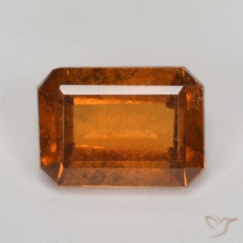 1.50ct طبيعي برتقالى داكن-متوسط عقيق هيسونيت, قص الزمرد, VS-SI