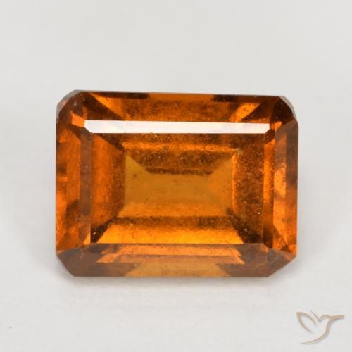 2.13ct طبيعي برتقالى متوسط عقيق هيسونيت, قص الزمرد, VS-SI