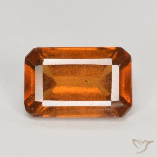 2.08ct طبيعي برتقالى داكن-متوسط عقيق هيسونيت, قص الزمرد, VS-SI