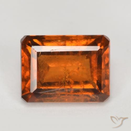 2.16ct طبيعي برتقالى محمر عقيق هيسونيت, قص الزمرد, SI